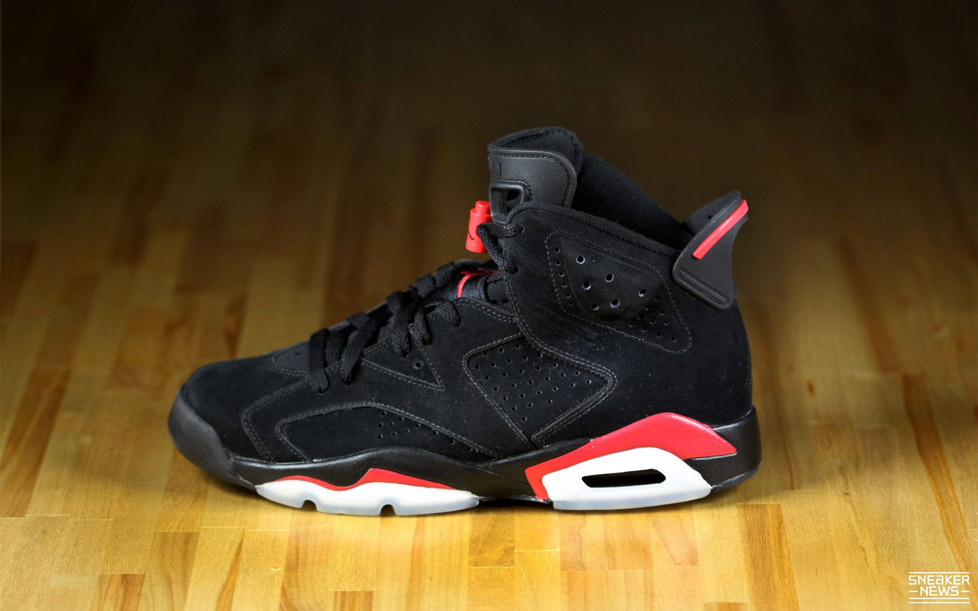 Sneaker Jordan 6 Black And Red Background