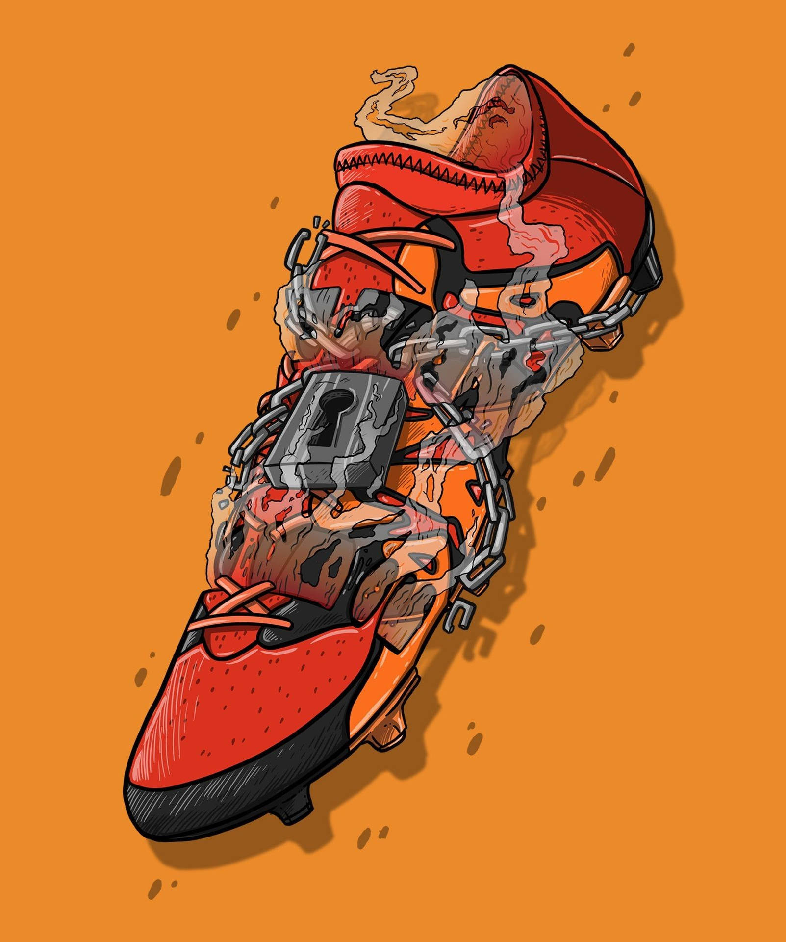 Sneaker Red Chained Football Background