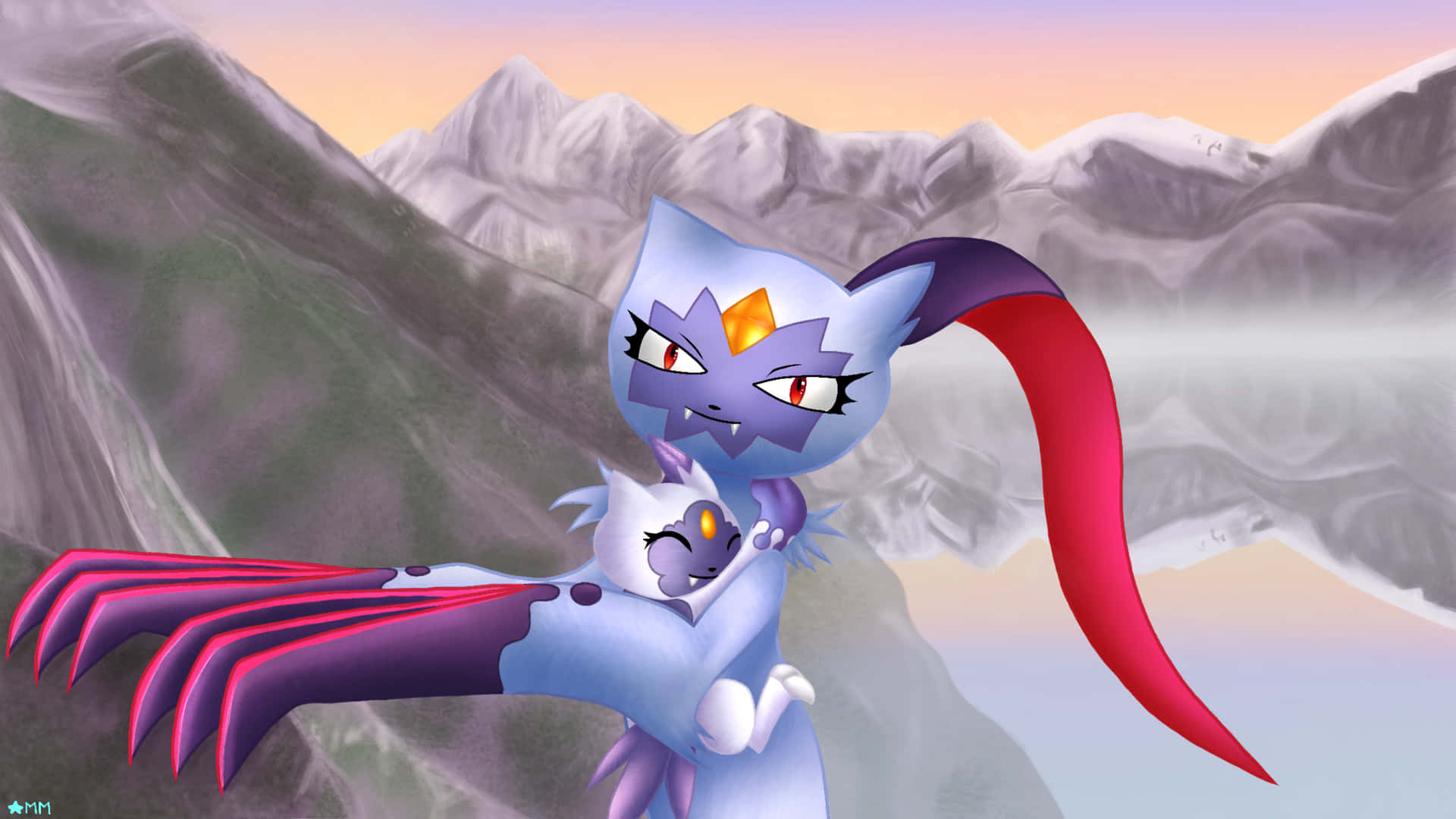 Sneasel And Sneasler Pokemon Hugging Background