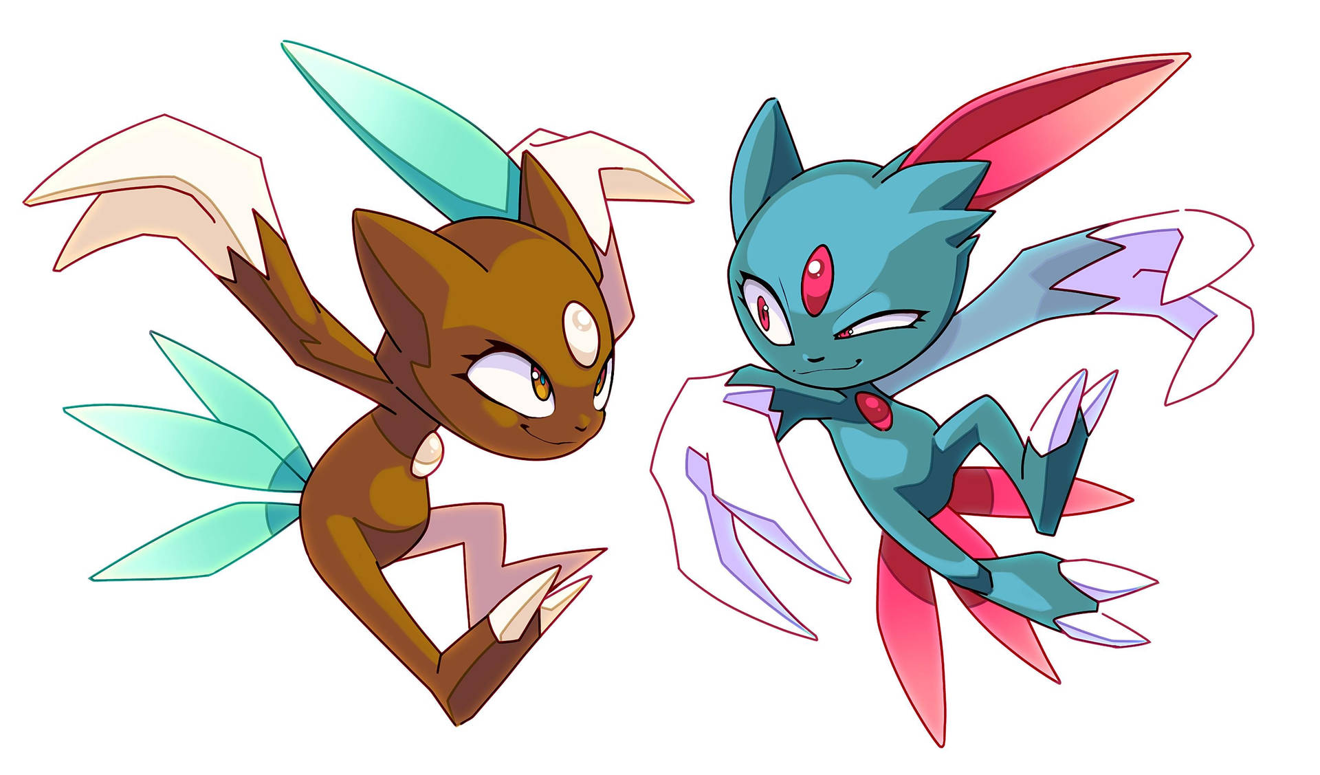 Sneasel Buddies: Twin Pokemon Illuminated By Moonlight Background