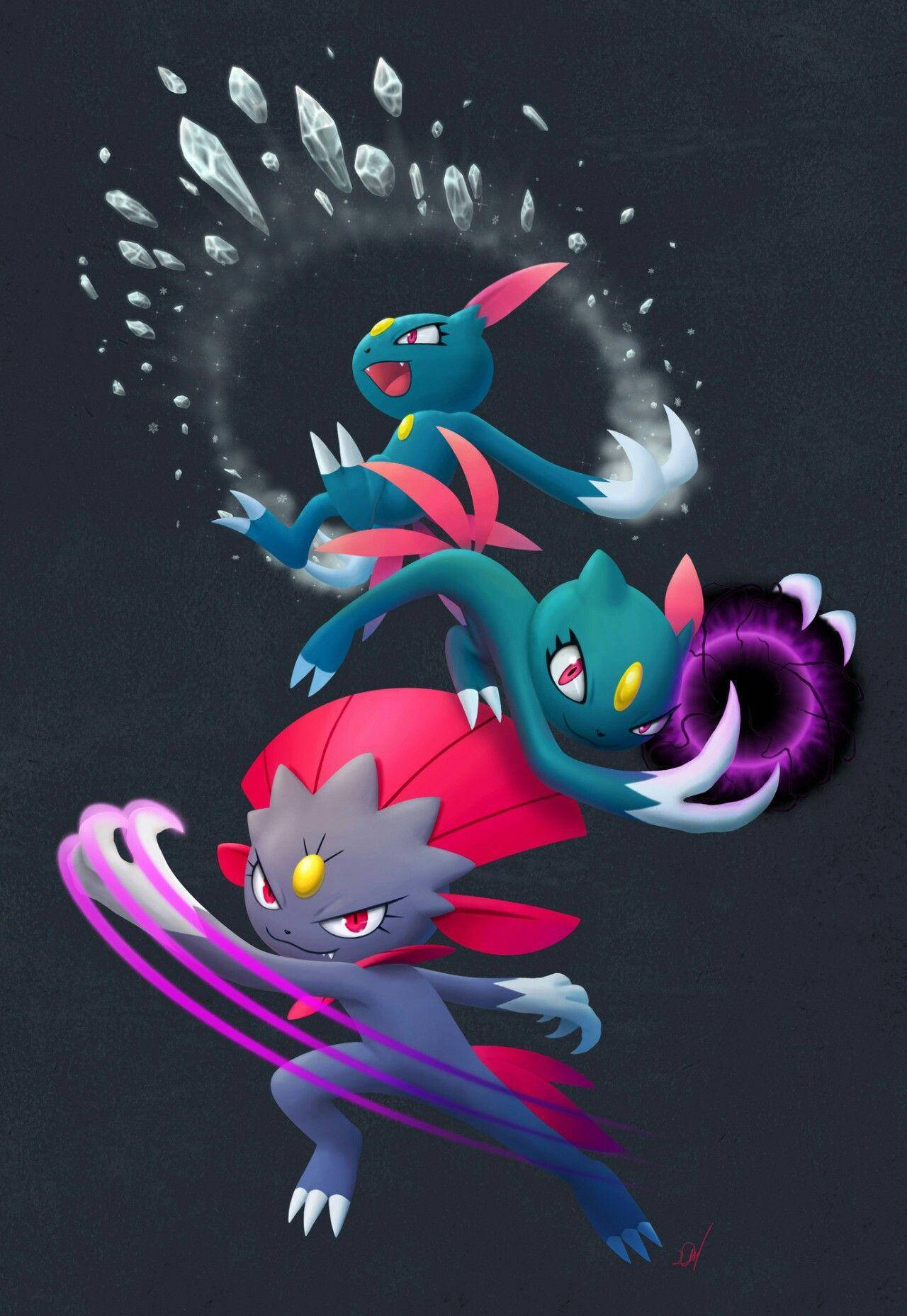 Sneasel Family With Weavile Background