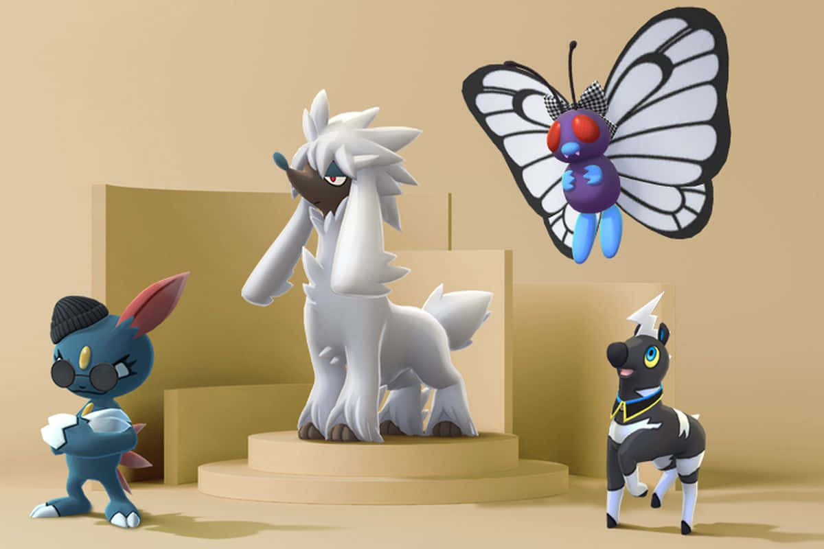 Sneasel, Furfrou, Butterfree, And Blitzle 3d Models Background