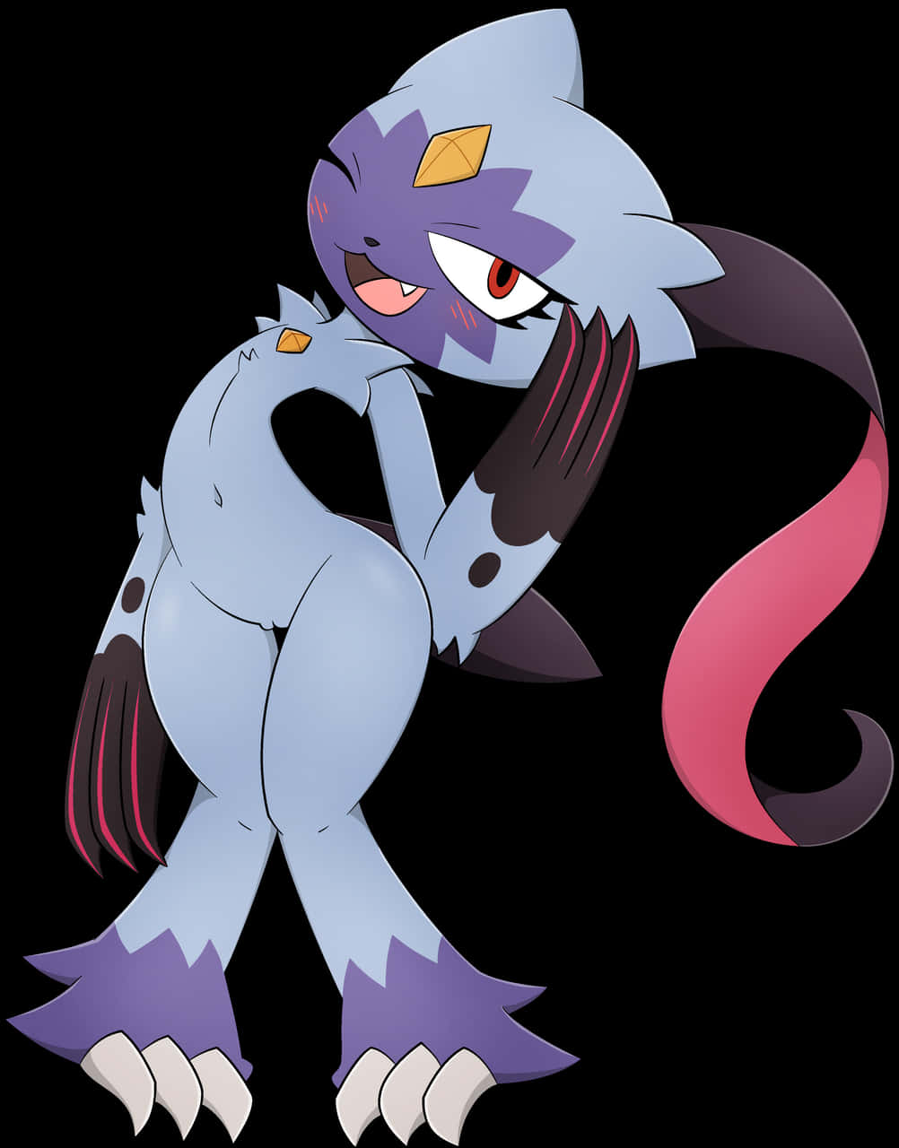 Sneasler Bending Its Back White Background Background