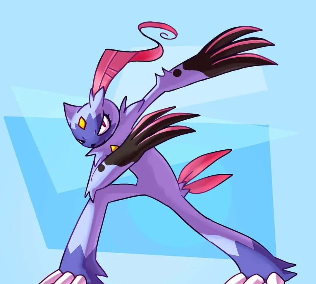 Sneasler Full Body On Blue Background Background