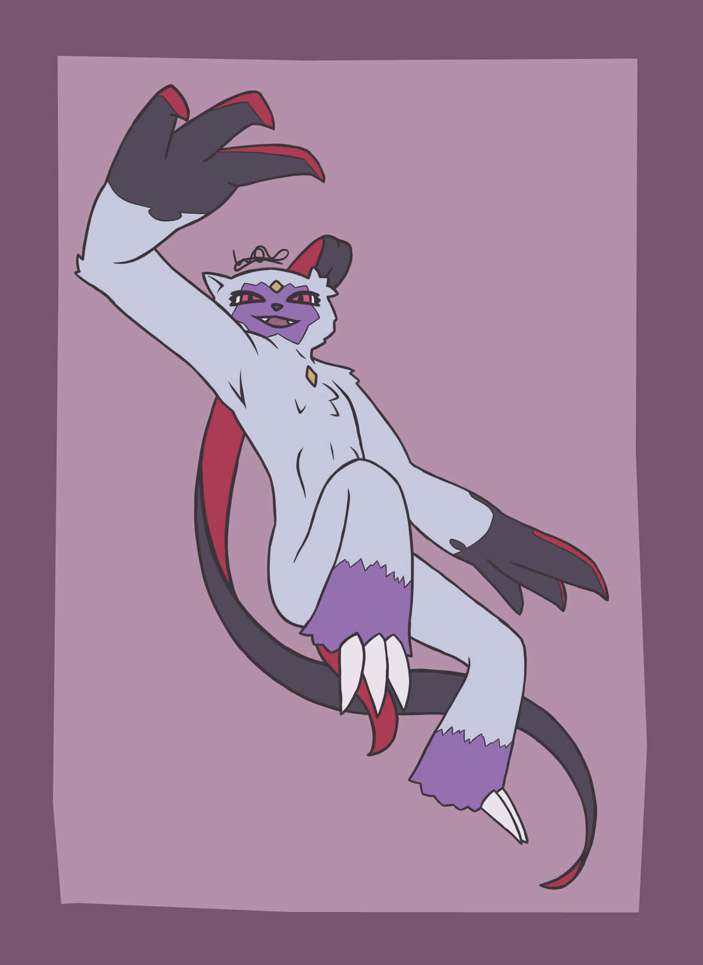 Sneasler Full Body With Purple Border Background