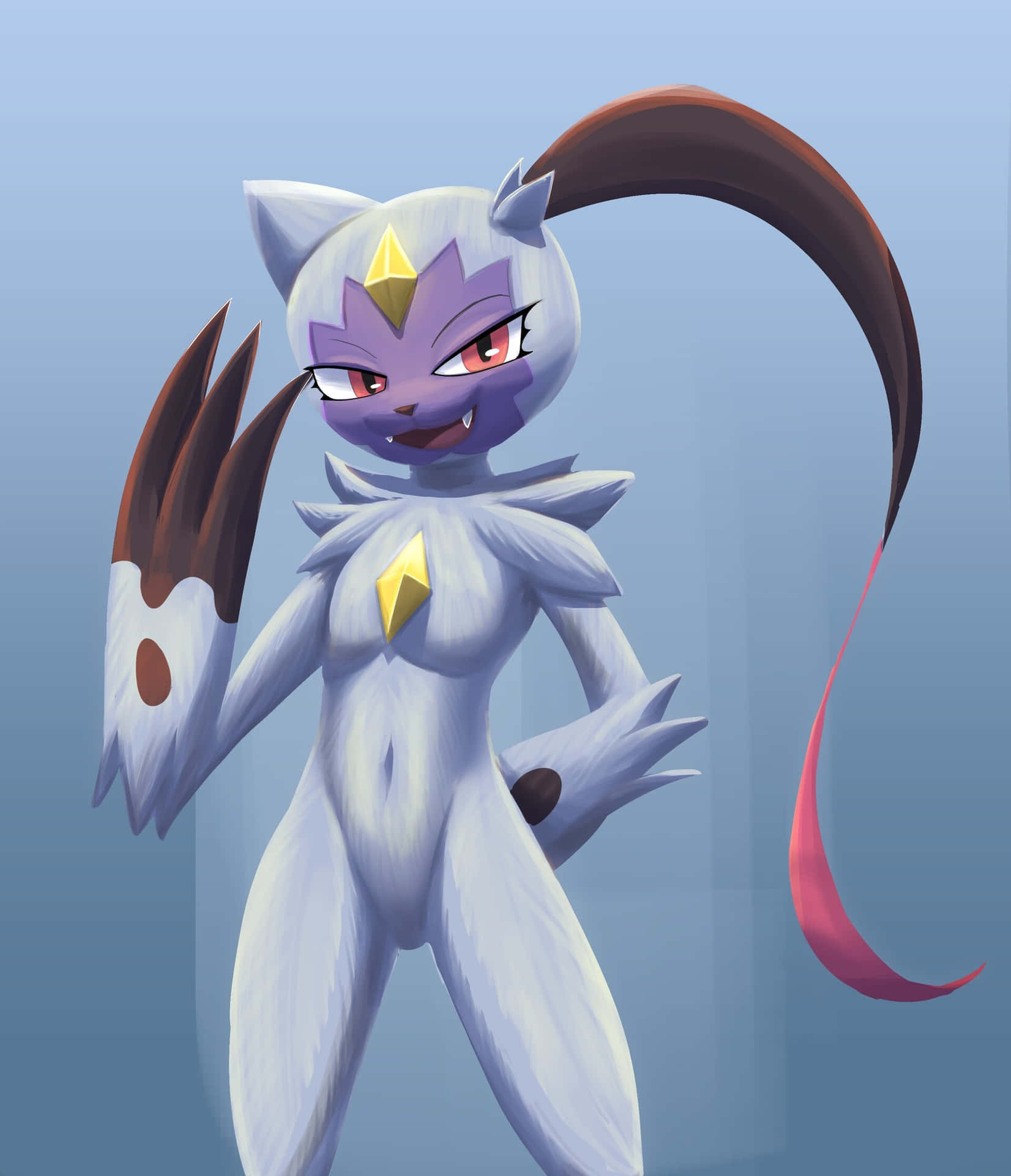 Sneasler Pokemon Doing Salute Gesture Background