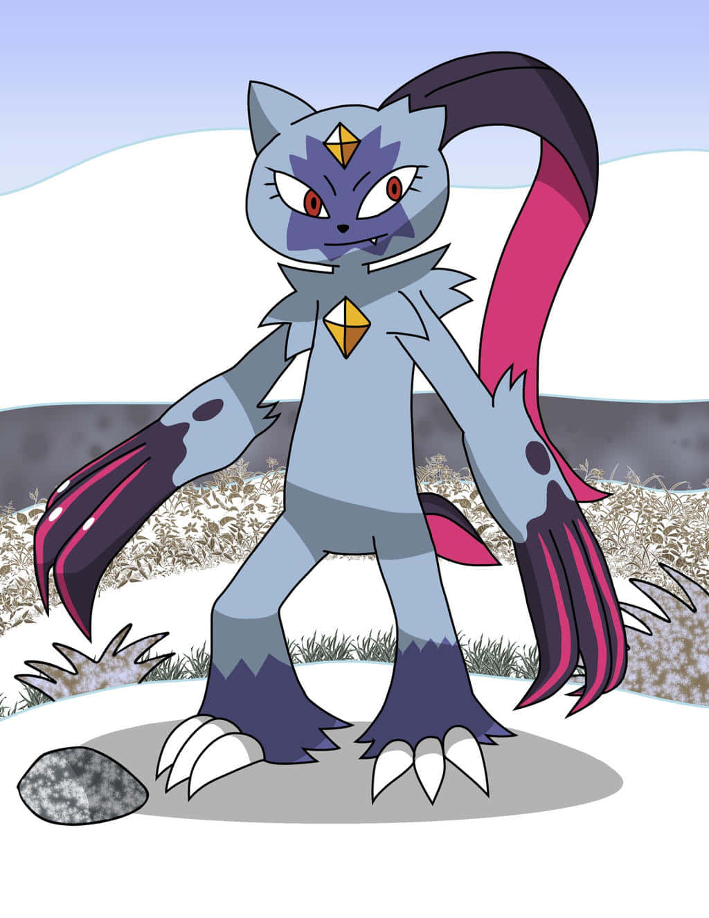 Sneasler Pokemon Full-body Animation Background