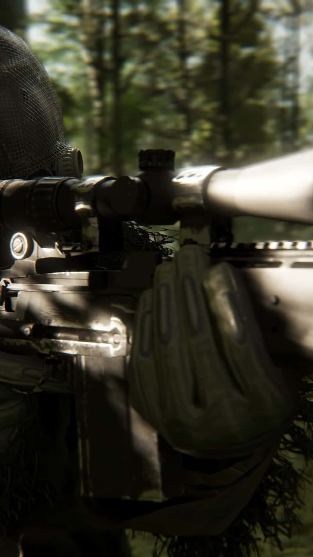 Sniperin Camouflage Holding Rifle Background