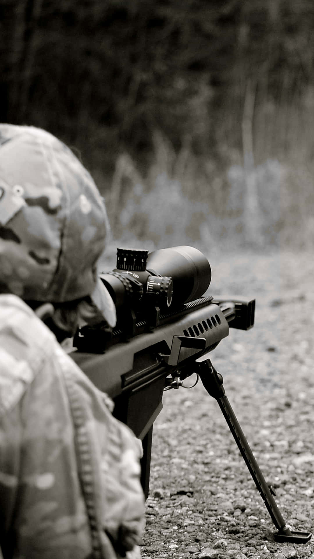 Sniperin Positionwith Rifle Background