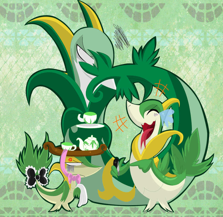 Snivy As A Waitress Background