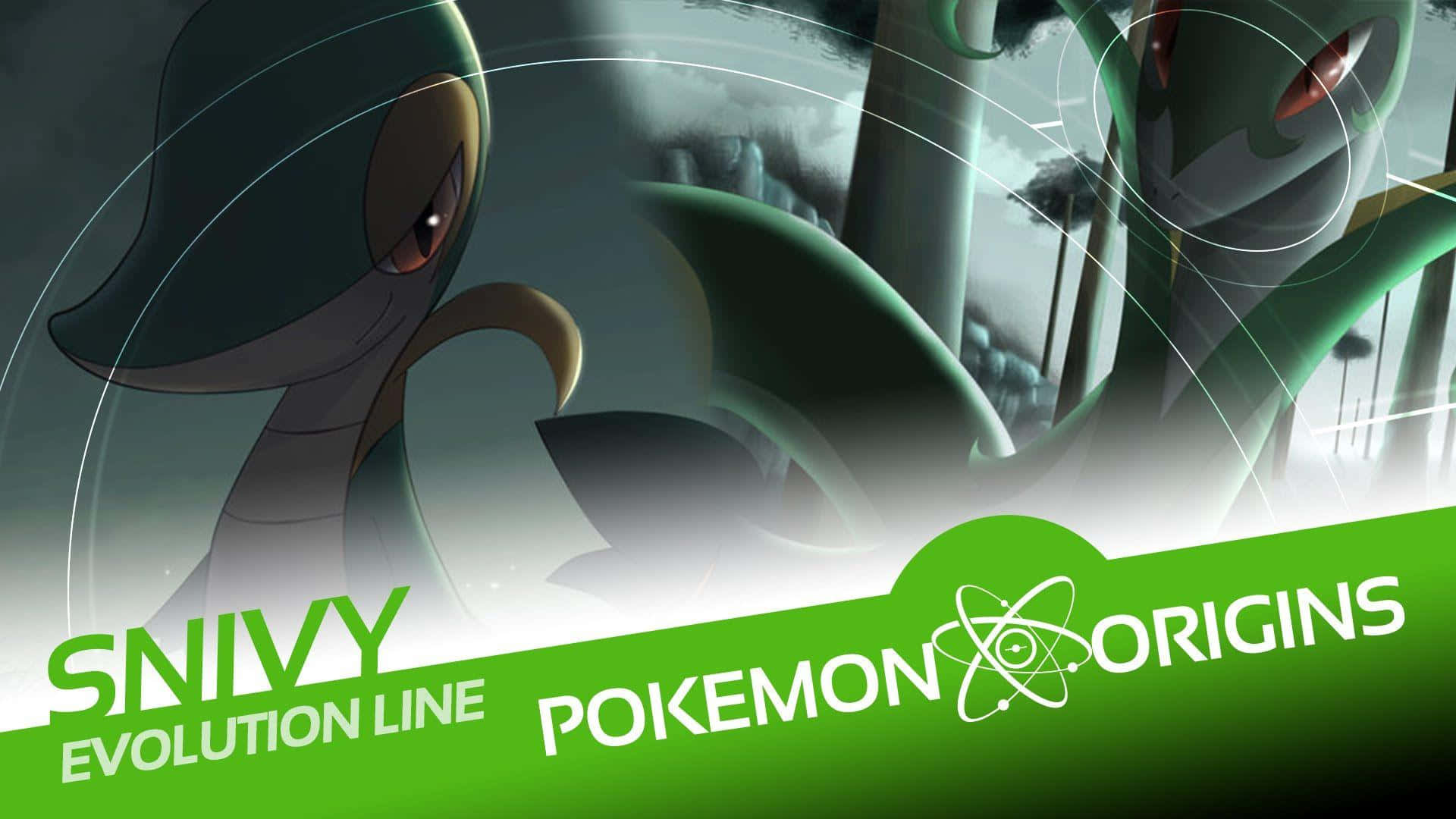 Snivy Evolution Line In Pokémon Origins Background