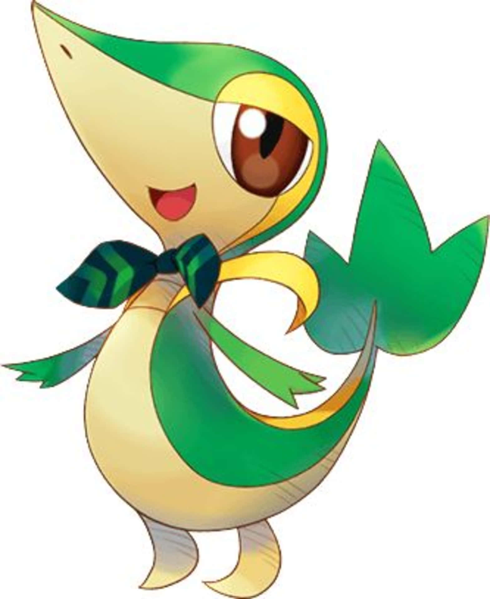 Snivy Wearing A Green Bowtie Background
