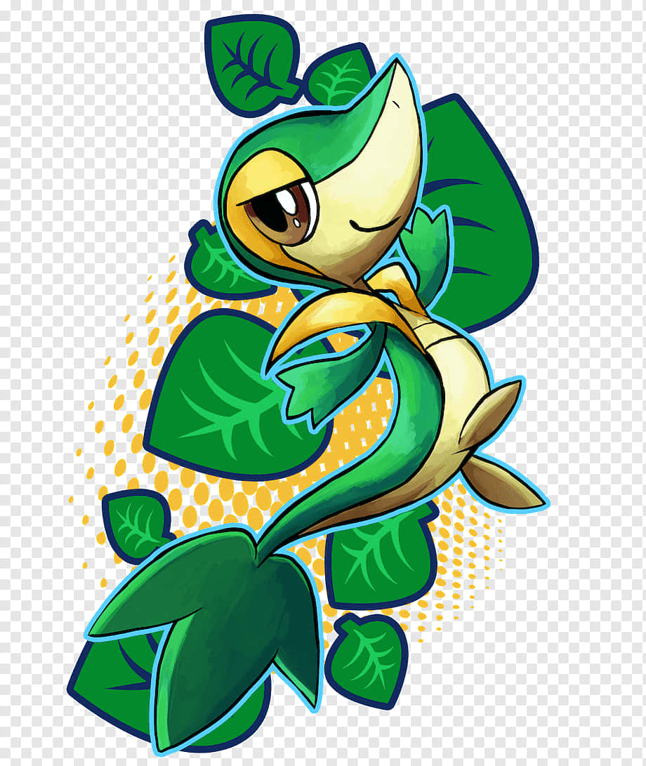 Snivy With Leaves Background