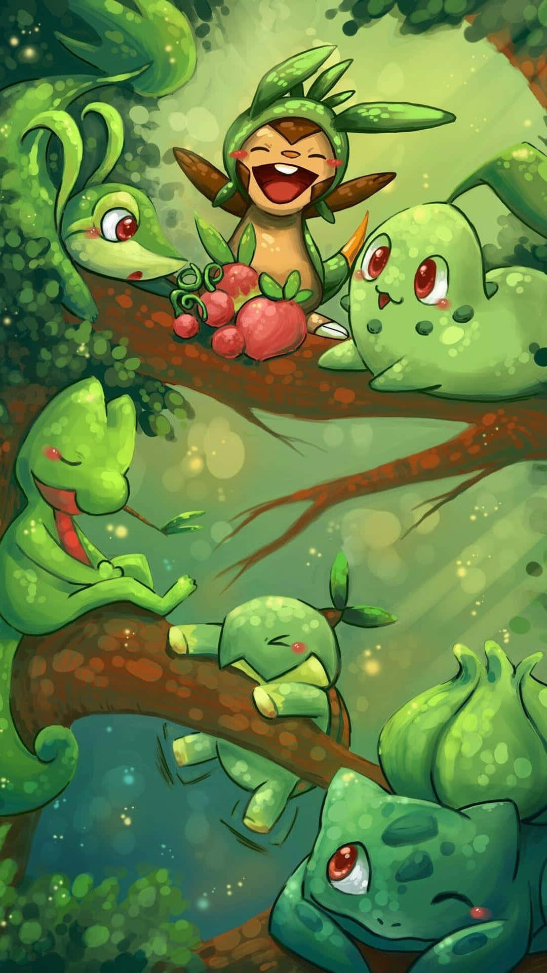 Snivy With Other Grass Type Pokémon Background