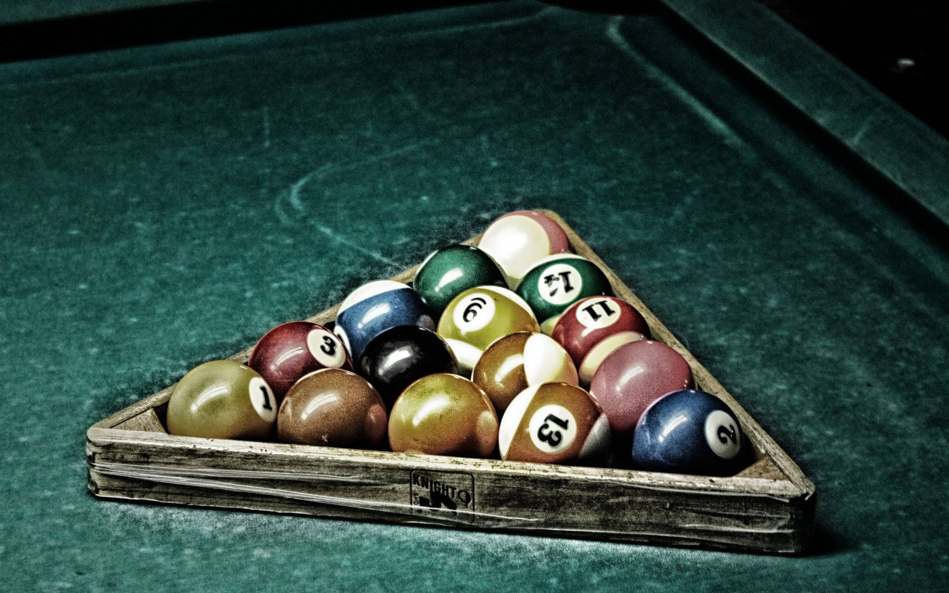 Snooker Balls In A Triangle Background