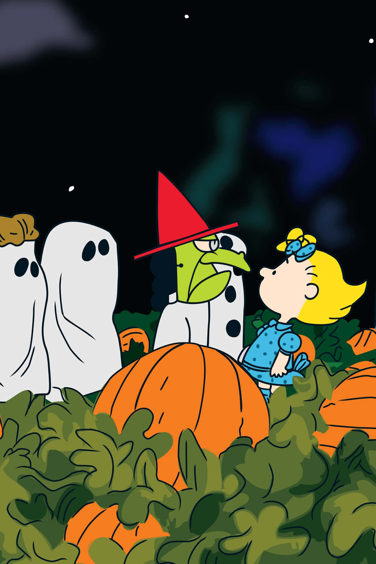 Snoopy And Gang In Their Halloween Costumes Background