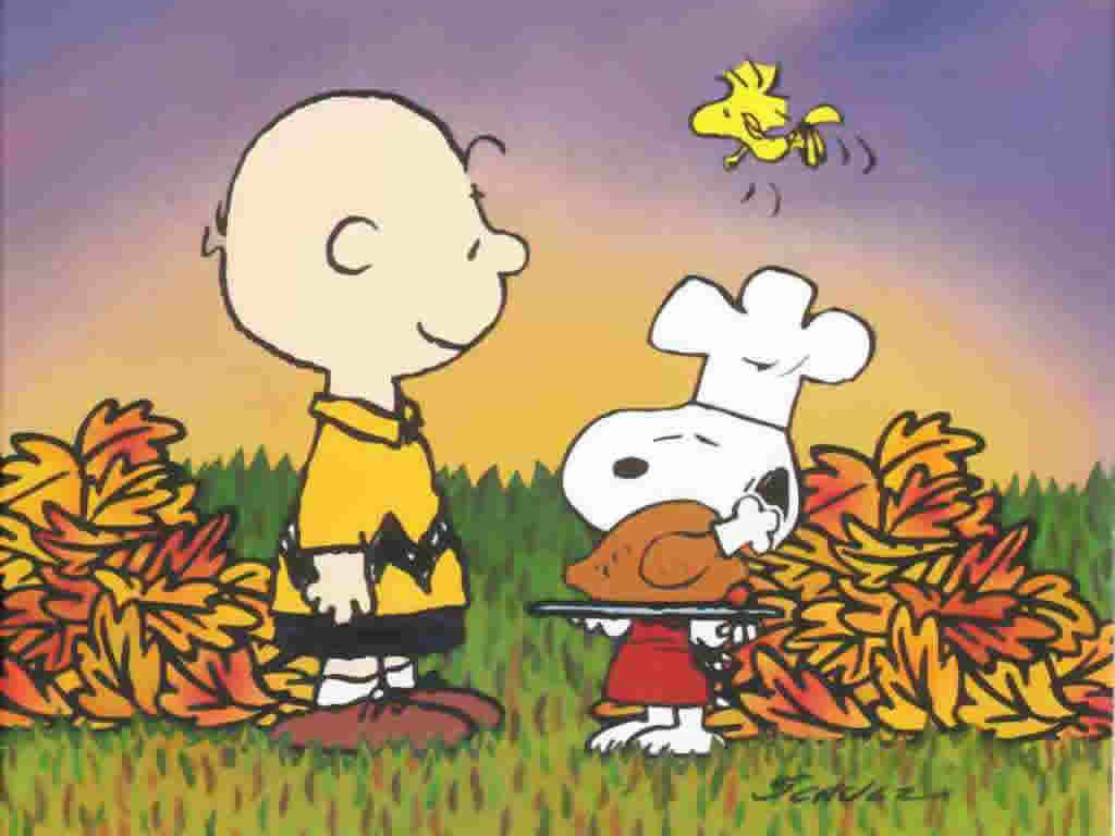 Snoopy And Peanut Celebrating Thanksgiving Background