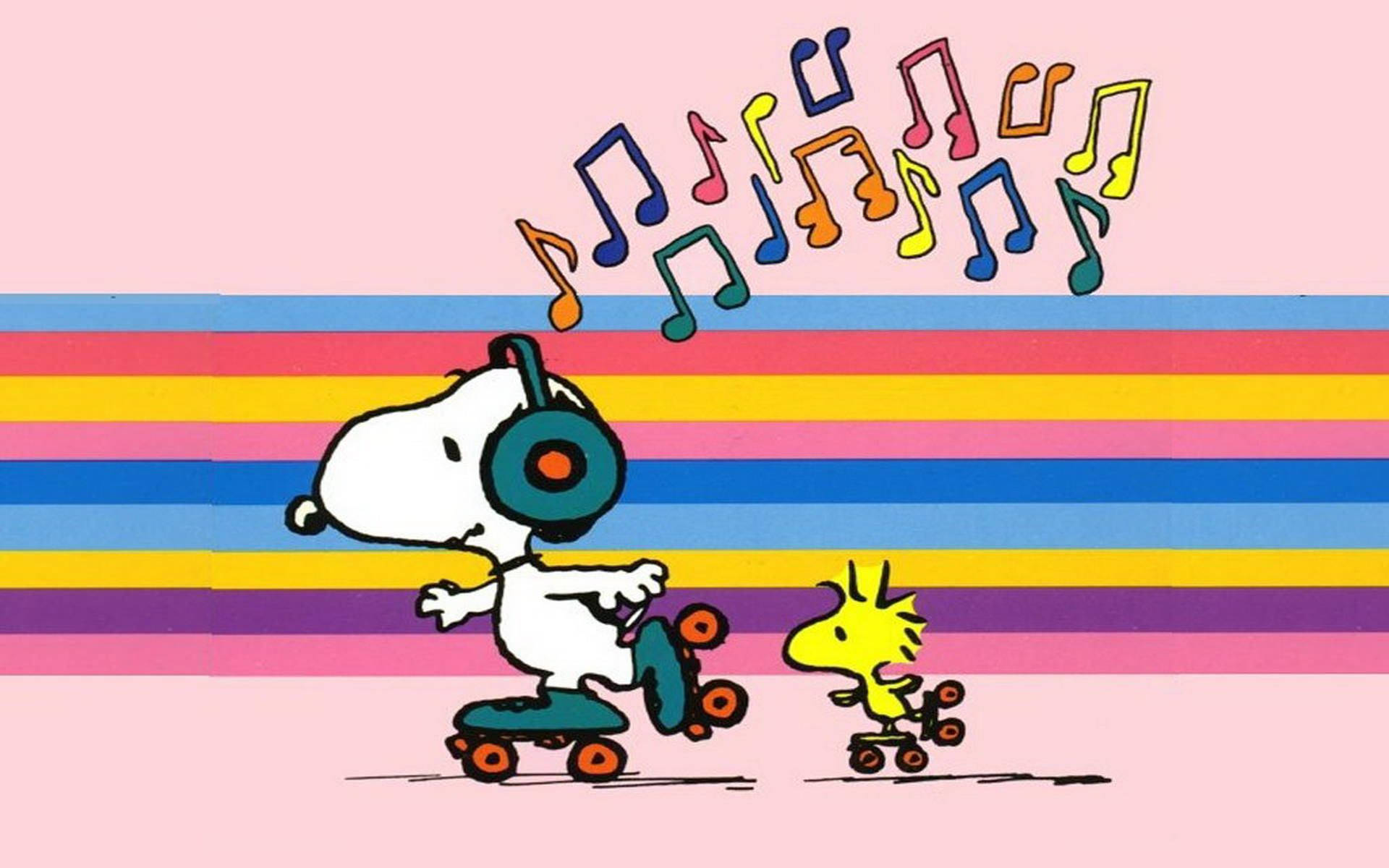 Snoopy And Woodstock Roller-skating Background