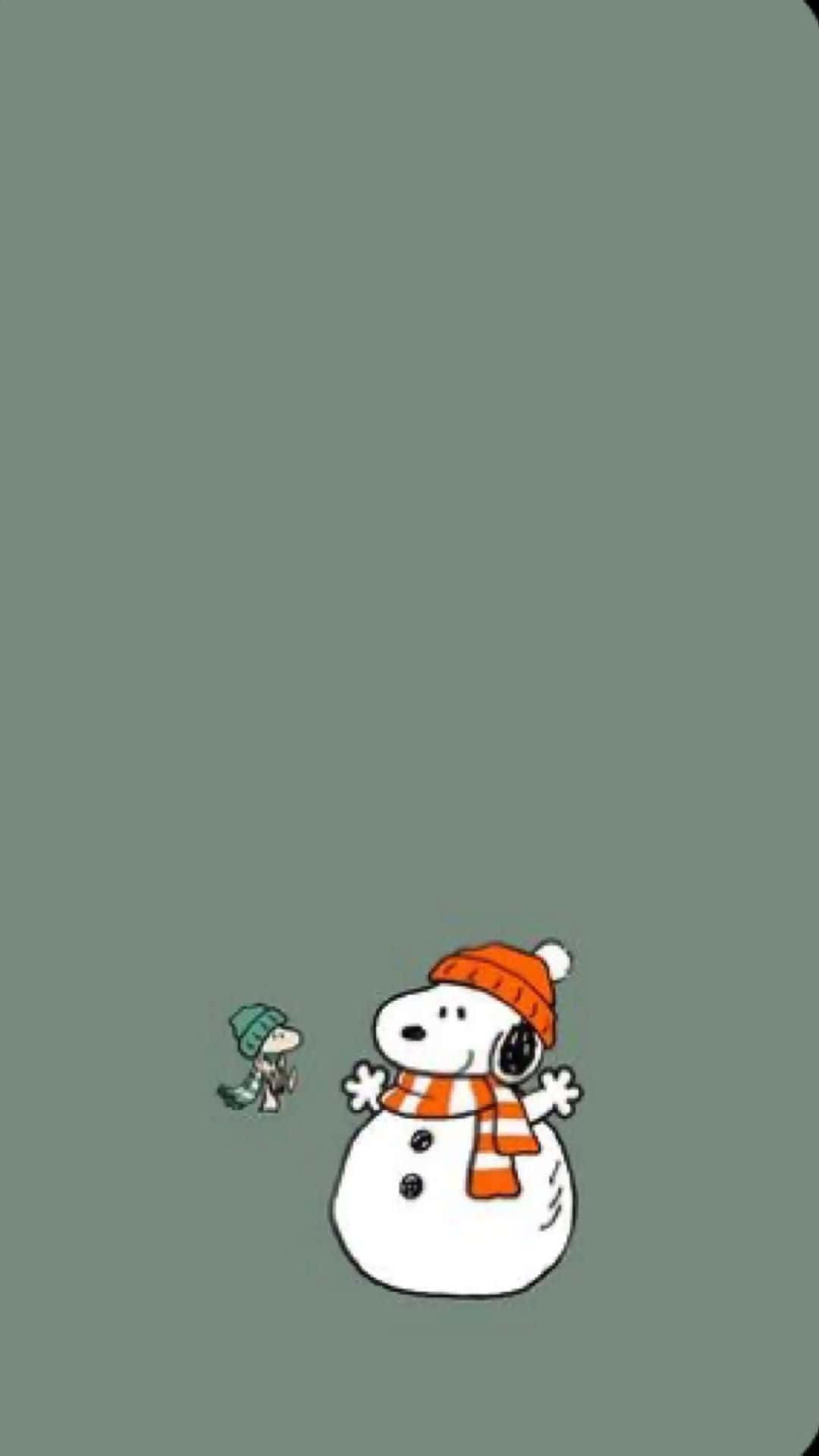 Snoopy As Snowman Peanuts Christmas Background