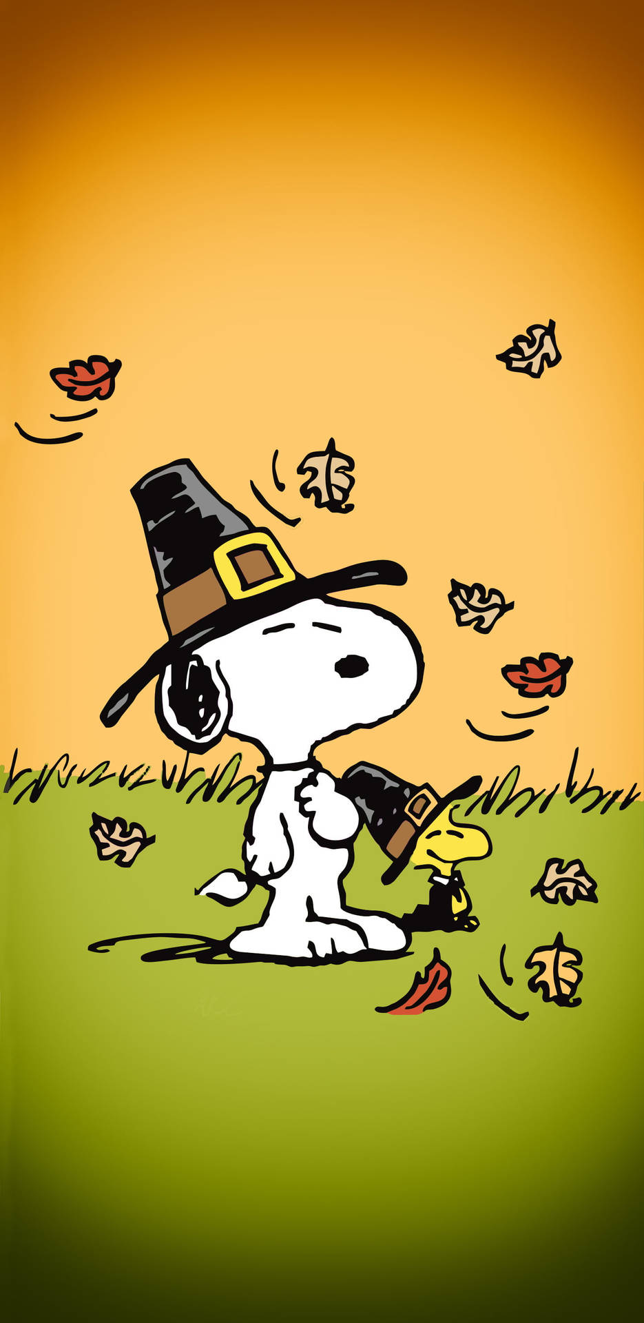 Snoopy Autumn Leaves Thanksgiving Iphone Background