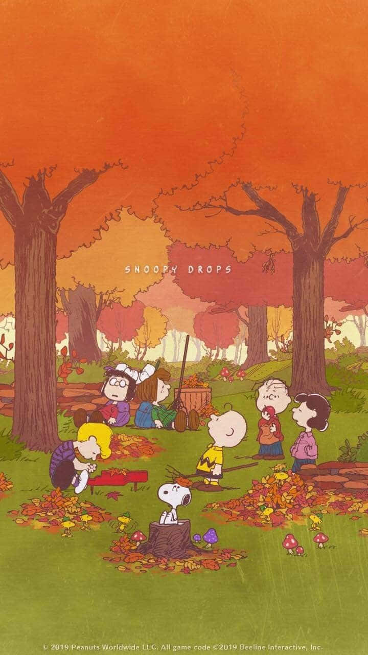 Snoopy Basking In The Beauty Of Autumn Background