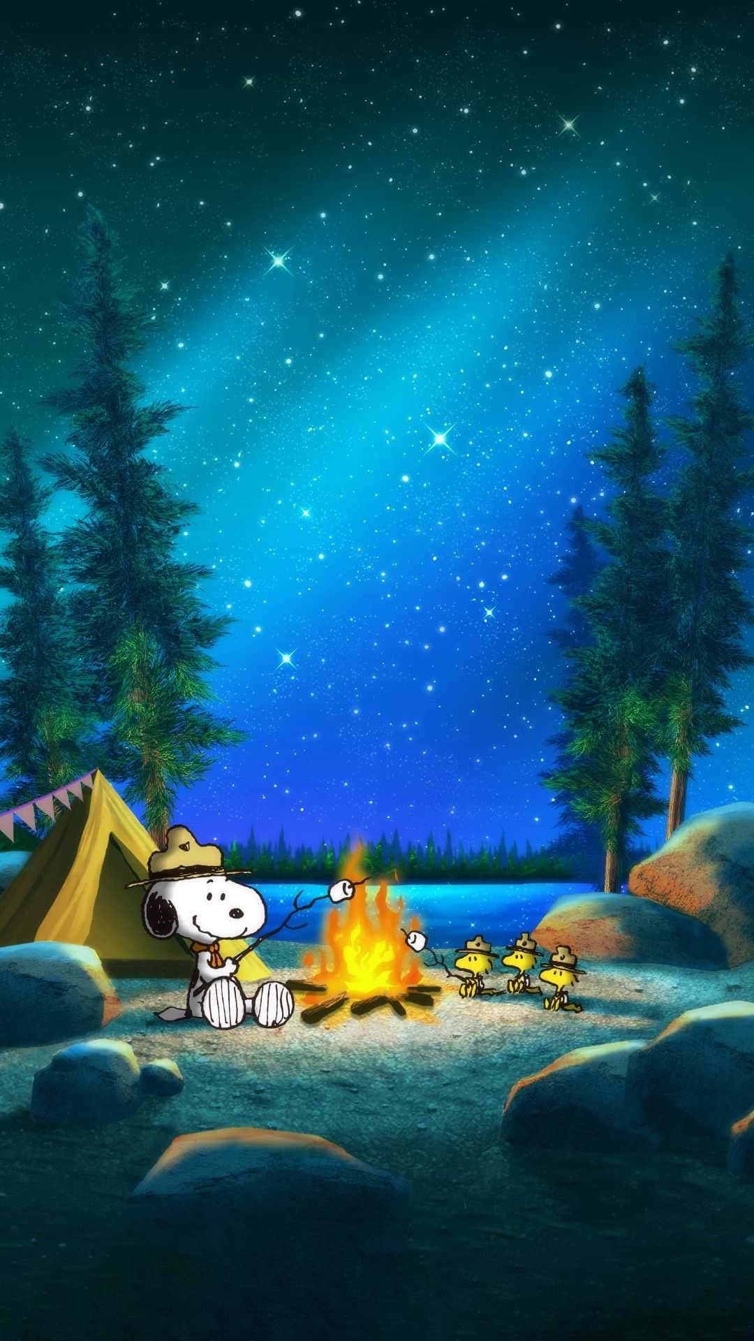 Snoopy Campfire Peanuts Christmas Background