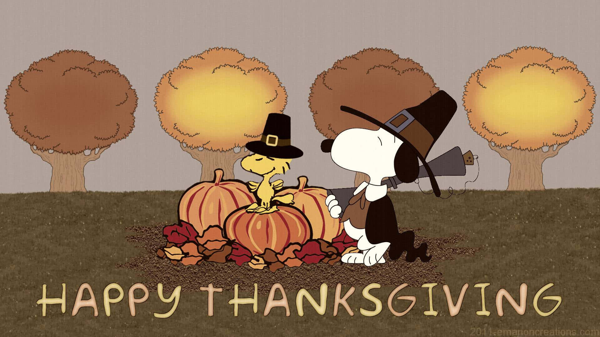 Snoopy Celebrates Thanksgiving With Family Background