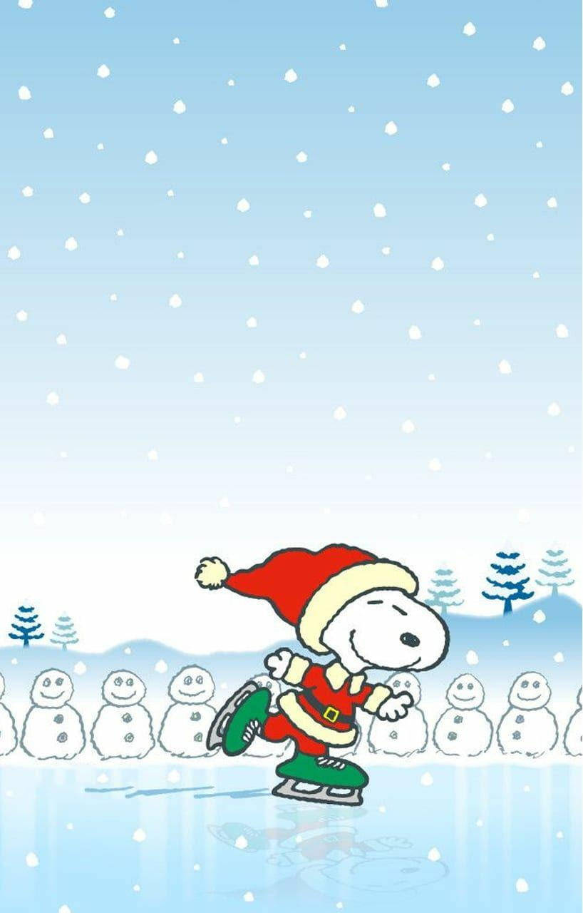 Snoopy Christmas Ice Skating Background