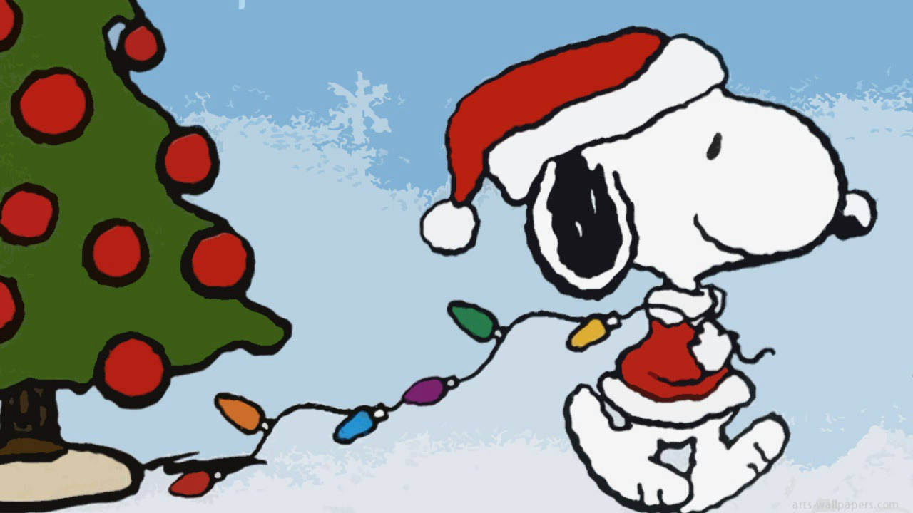 Snoopy Christmas Lights Background