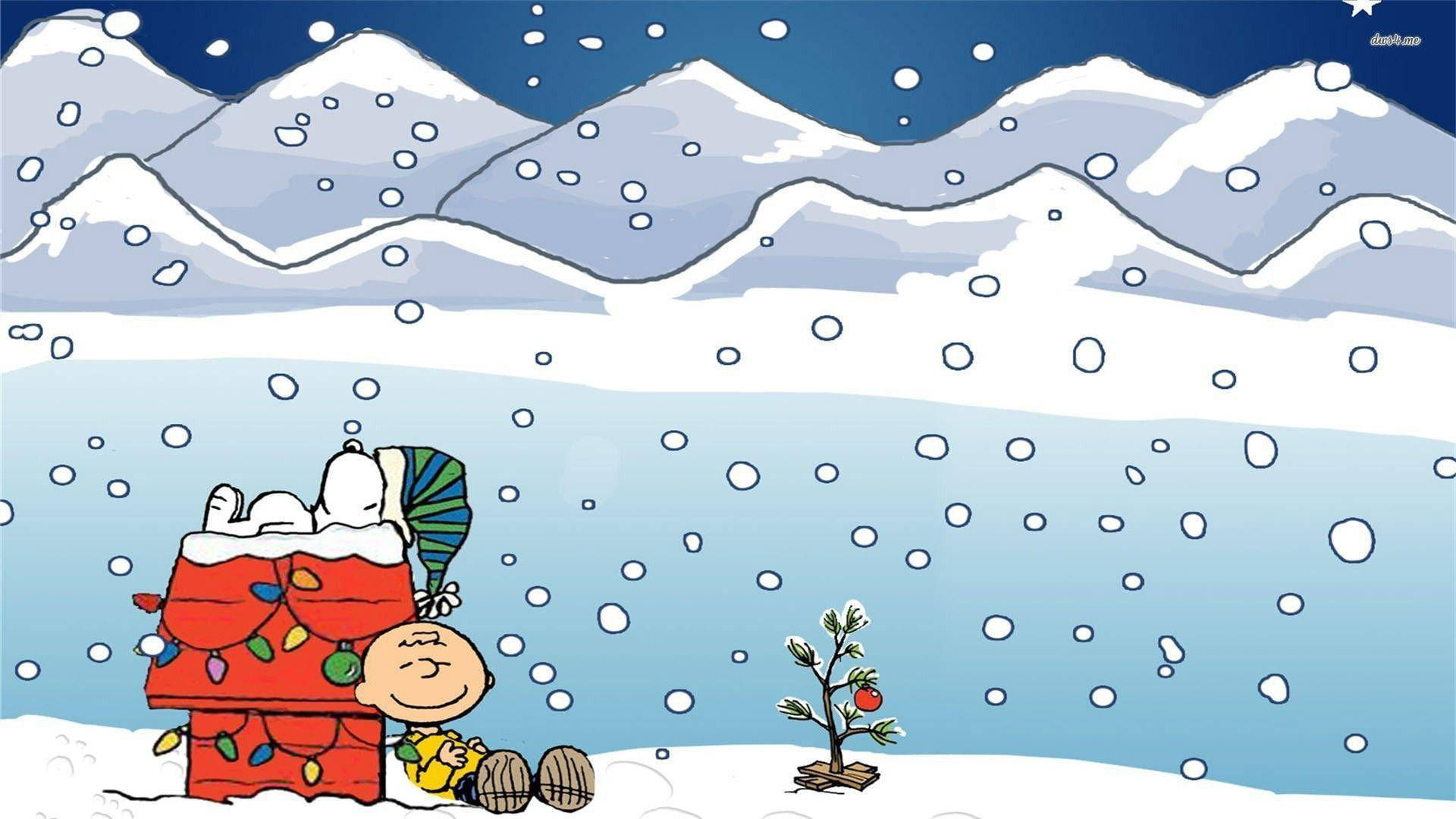 Snoopy Christmas Outdoor Snow Background