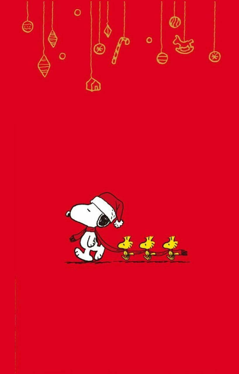 Snoopy Christmas Red Scarf Background