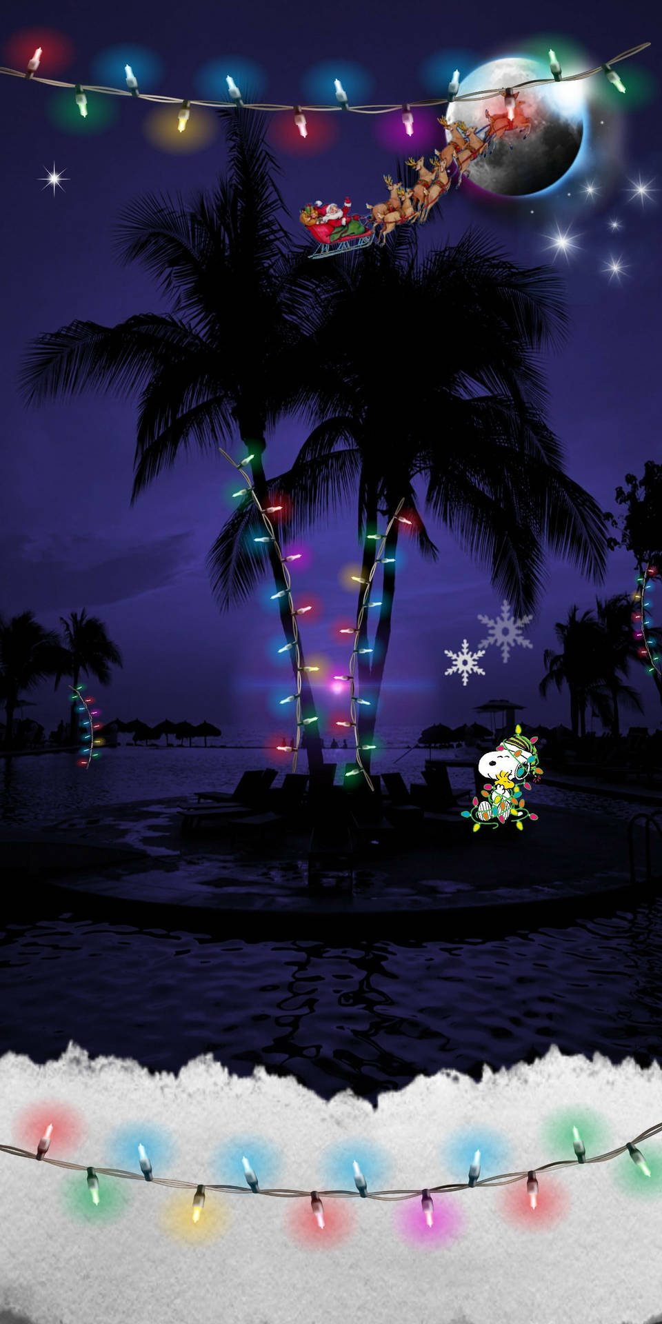 Snoopy Christmas Tropical Background