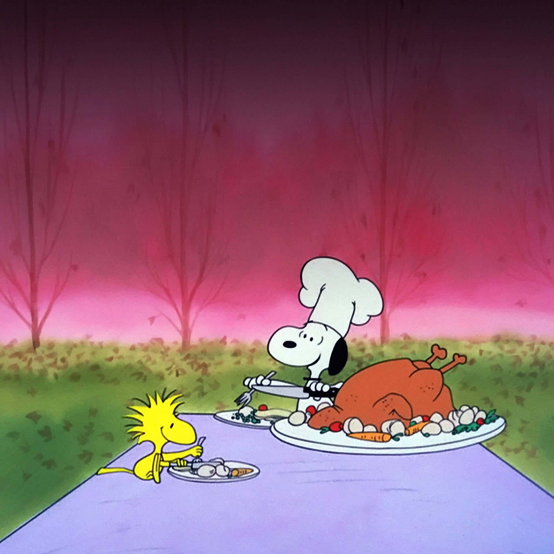 Snoopy Enjoying His Thanksgiving Feast Background