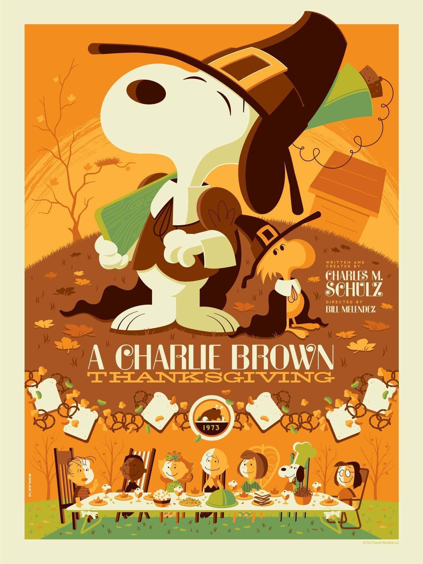 Snoopy Enjoys A Delicious Thanksgiving Feast Background
