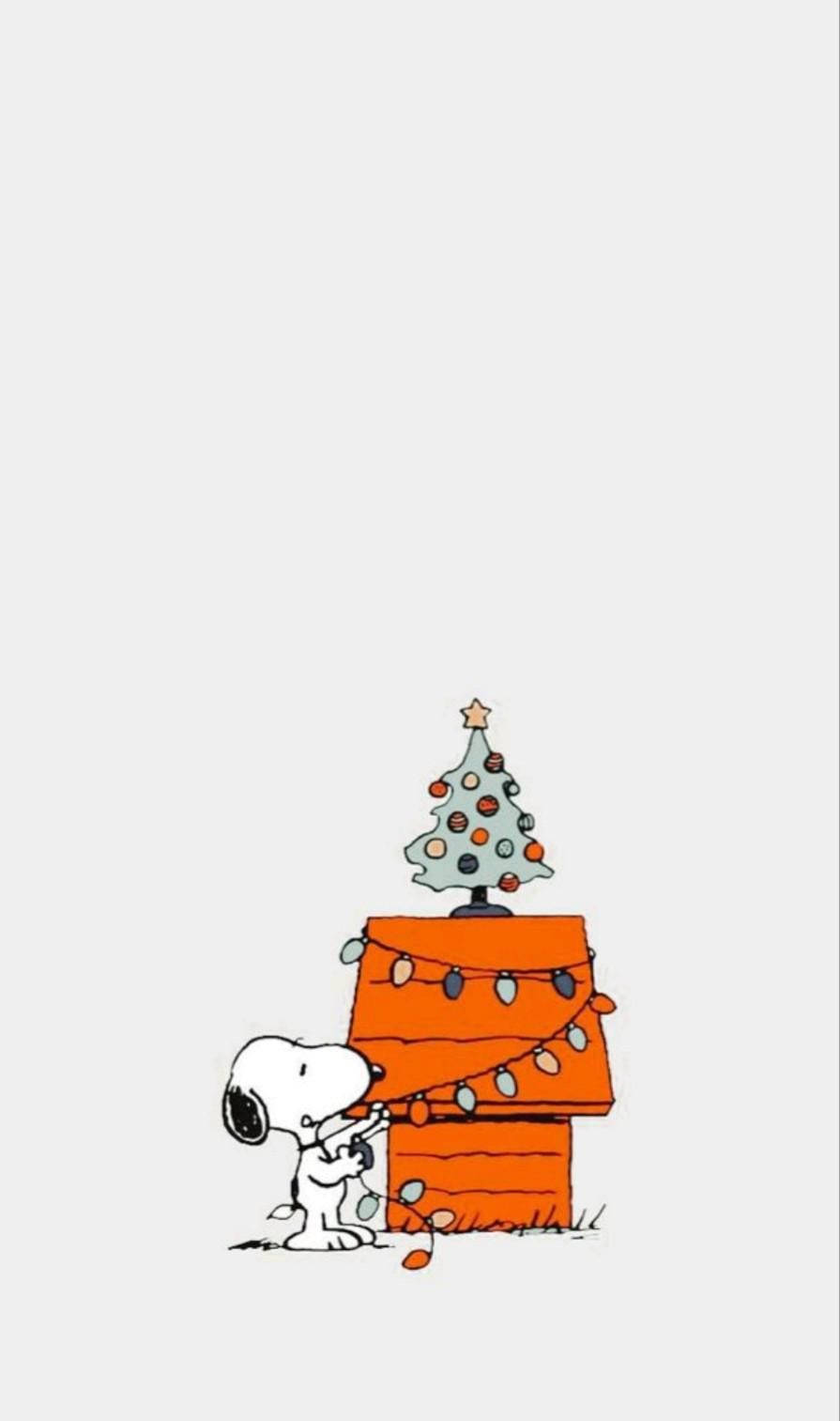 Snoopy Fixing Christmas Lights Iphone