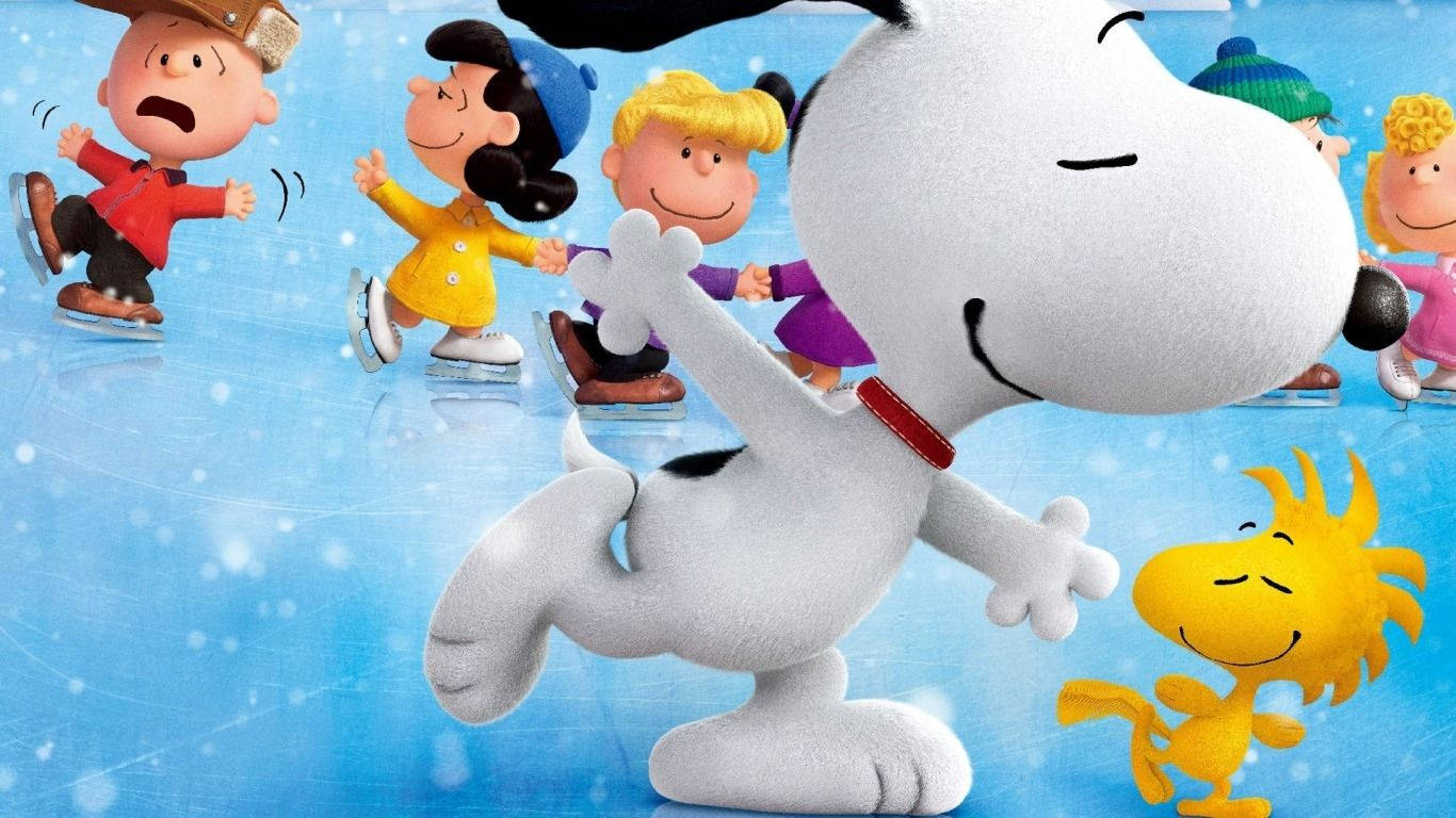 Snoopy Gang Ice Skating Background
