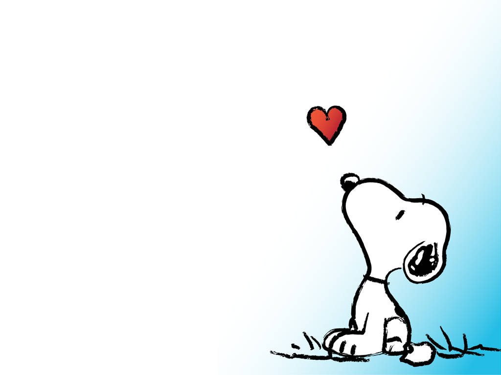 Snoopy Looking At Heart Background