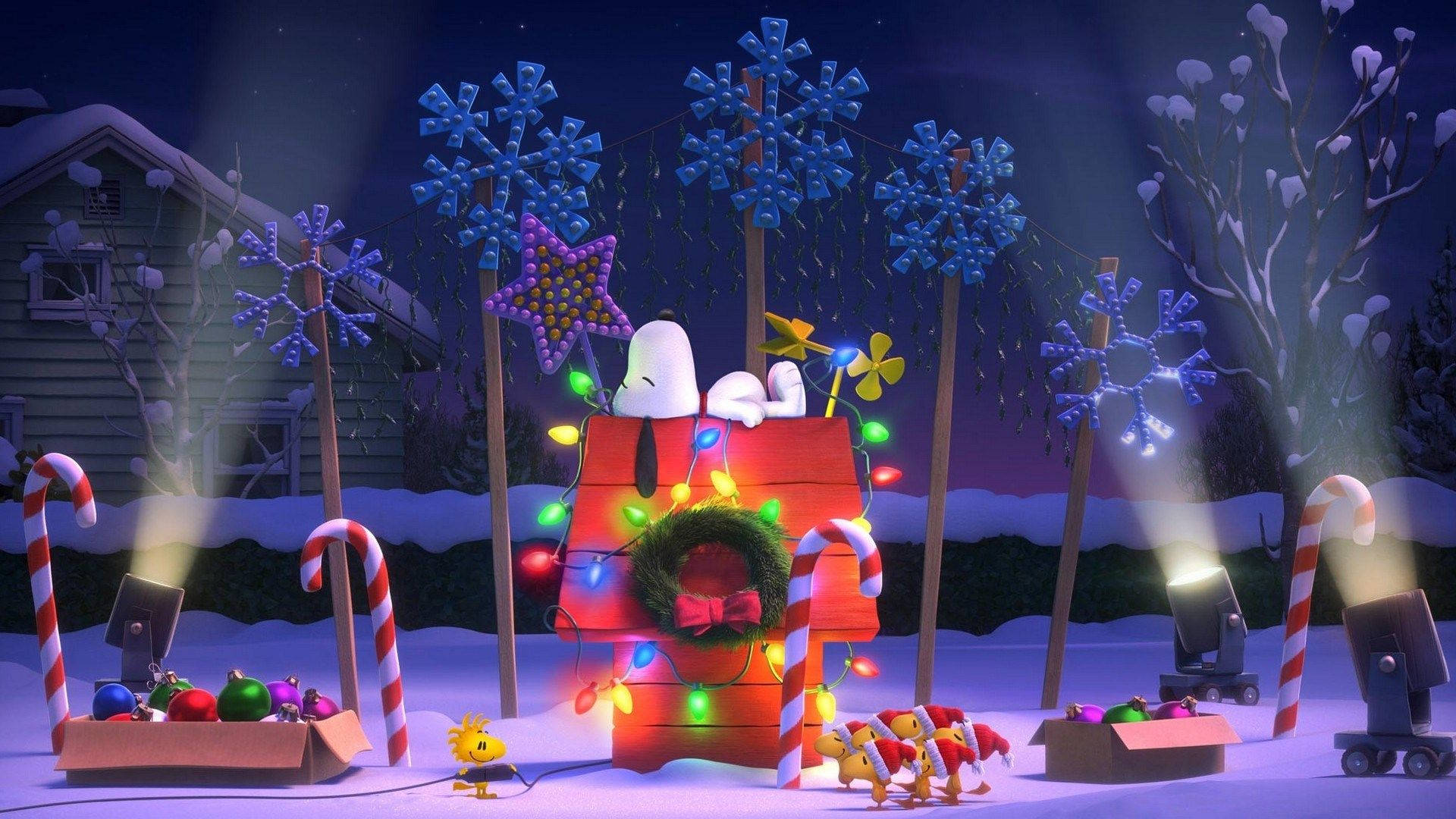 Snoopy's Christmas Lights Background