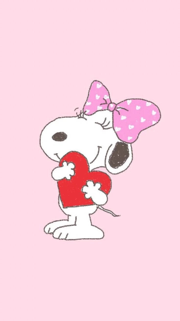 Snoopy Sister Holding Heart Background