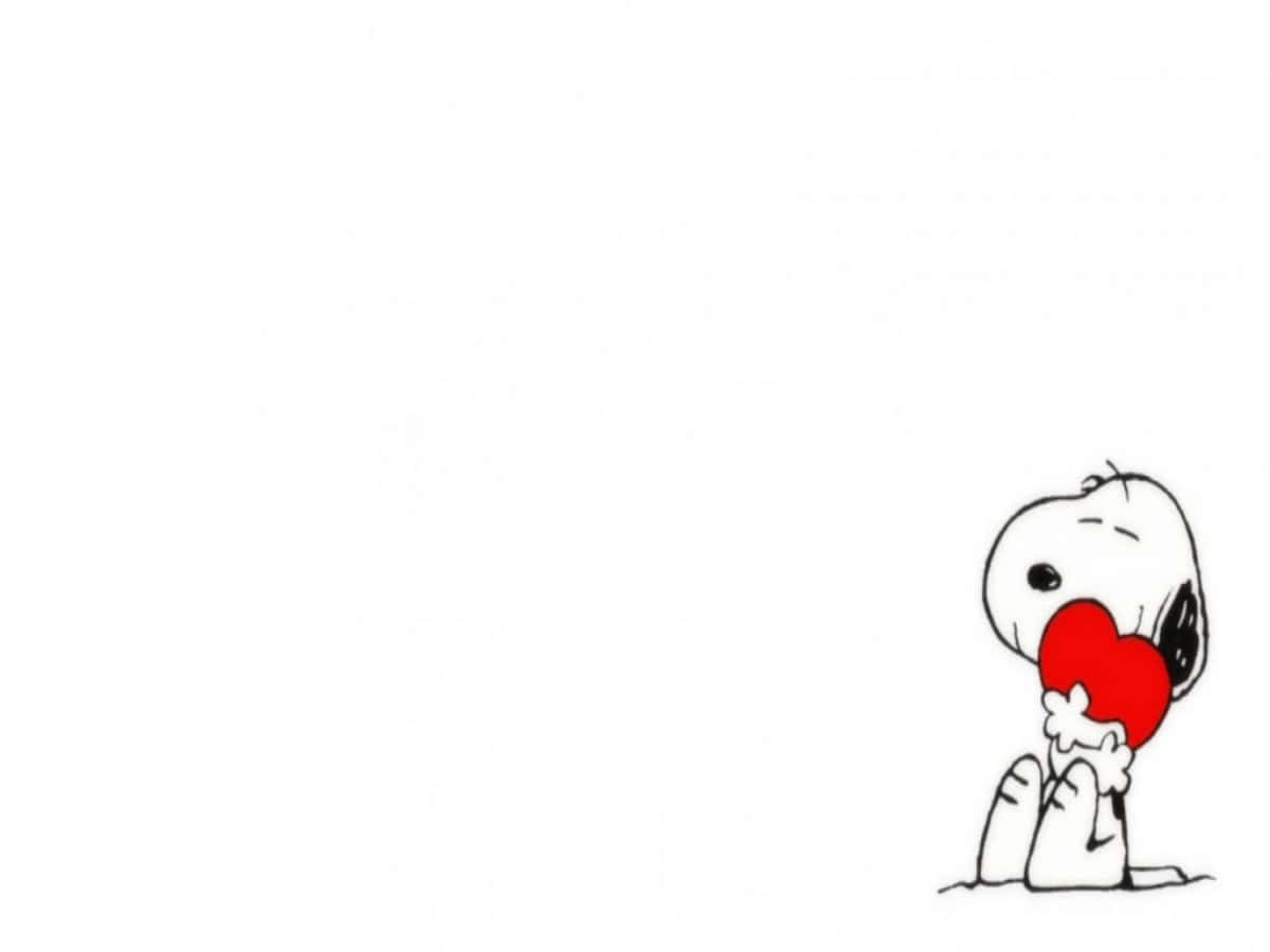Snoopy Valentine Hugging A Red Heart Background