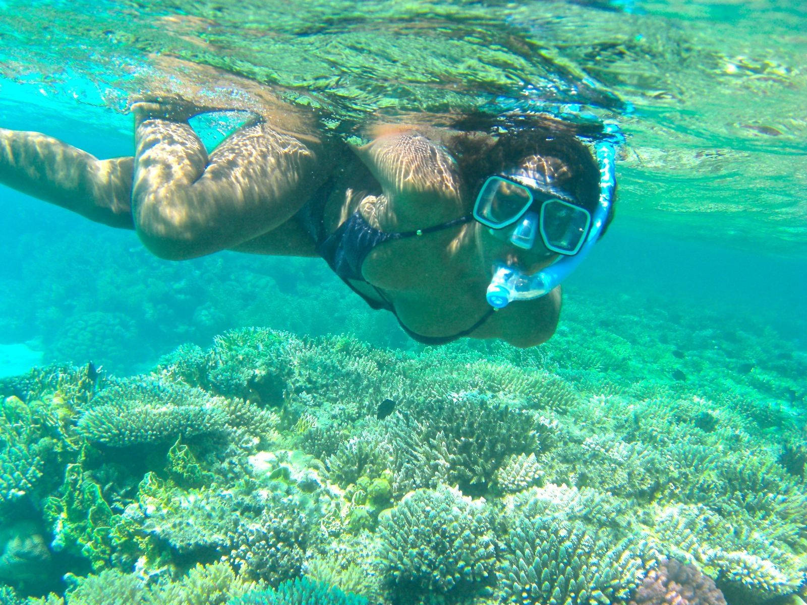 Snorkeling Girl Posing Background