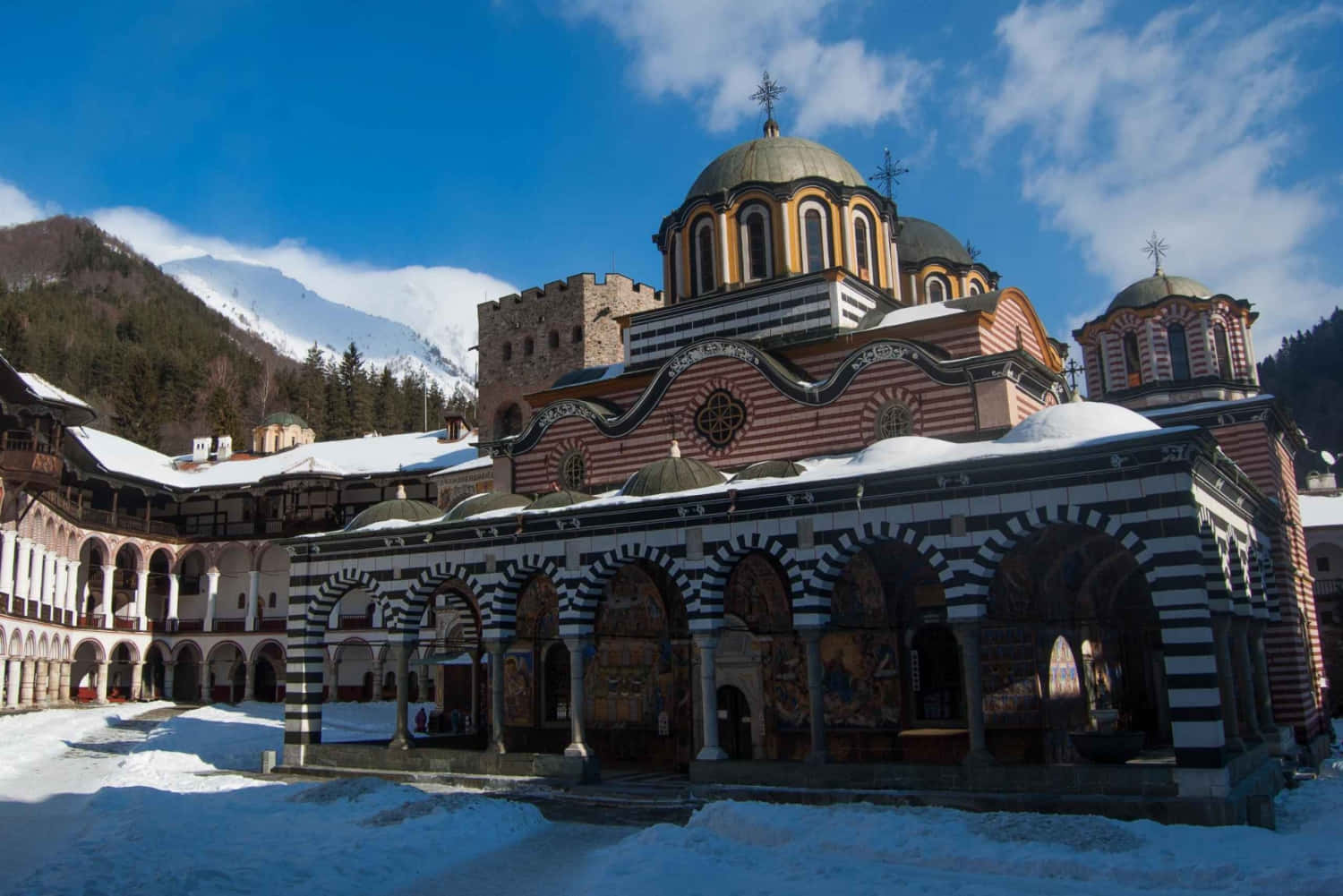 Snow Aesthetic Rila Monastery Desktop