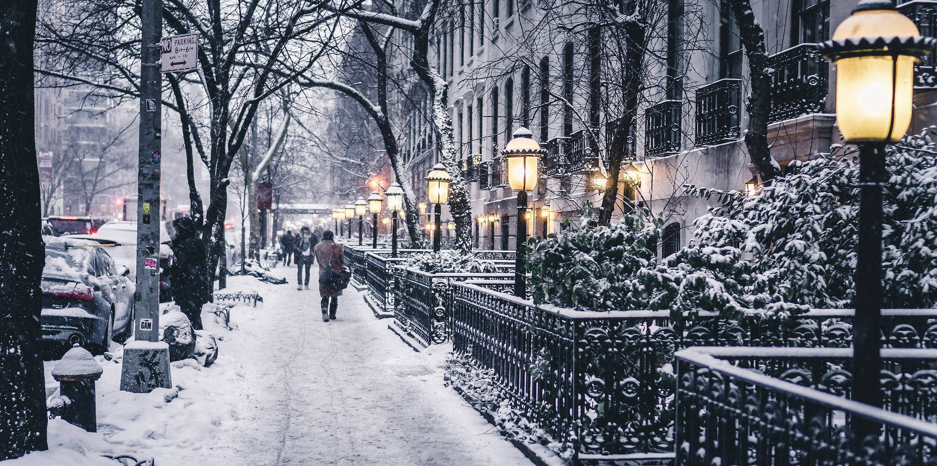 Snow Aesthetic Street Side Background