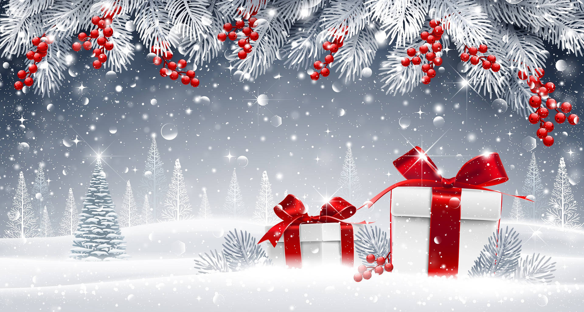 Snow And Presents Christmas Holiday Desktop Background