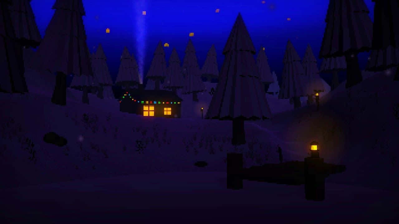 Snow Cabin Lo Fi Desktop Background