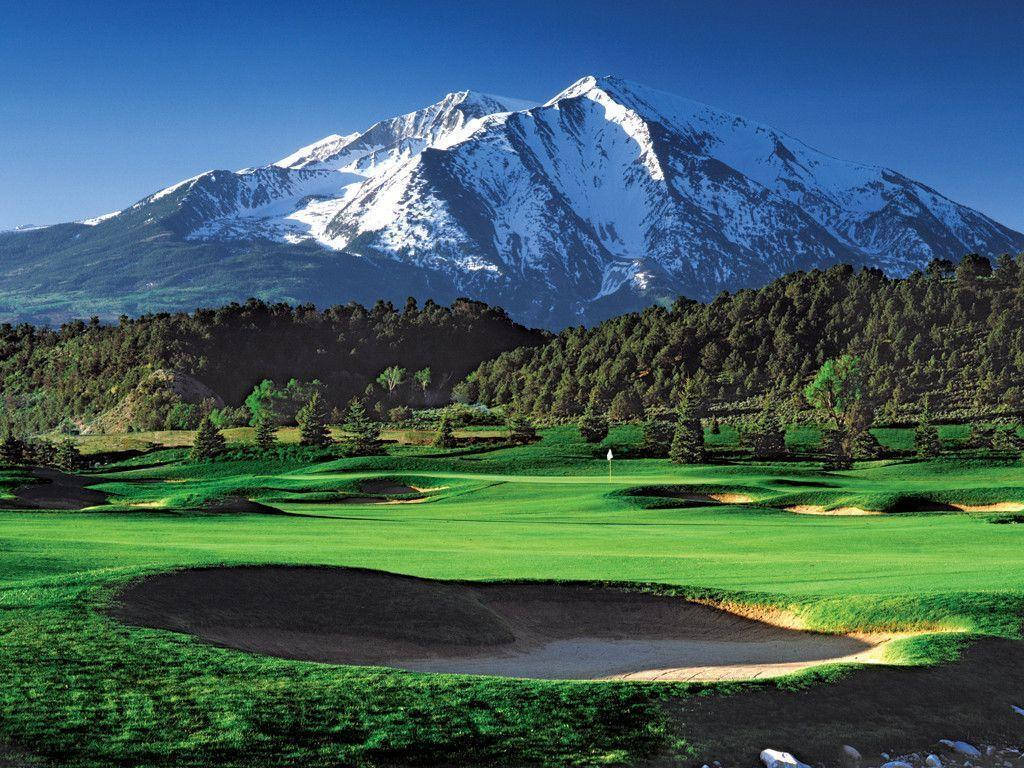 Snow-capped Mountain Golfing Desktop