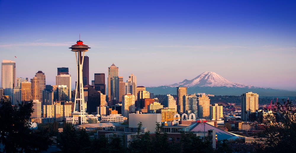 Snow-capped Mountain Seattle Skyline