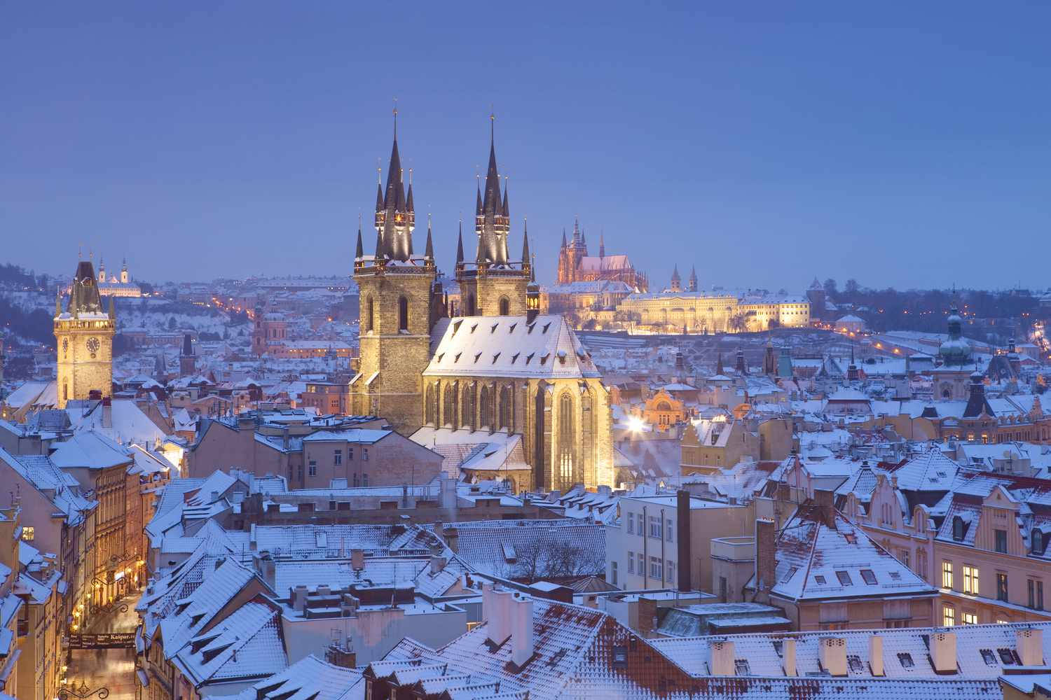 Snow-capped Prague Background