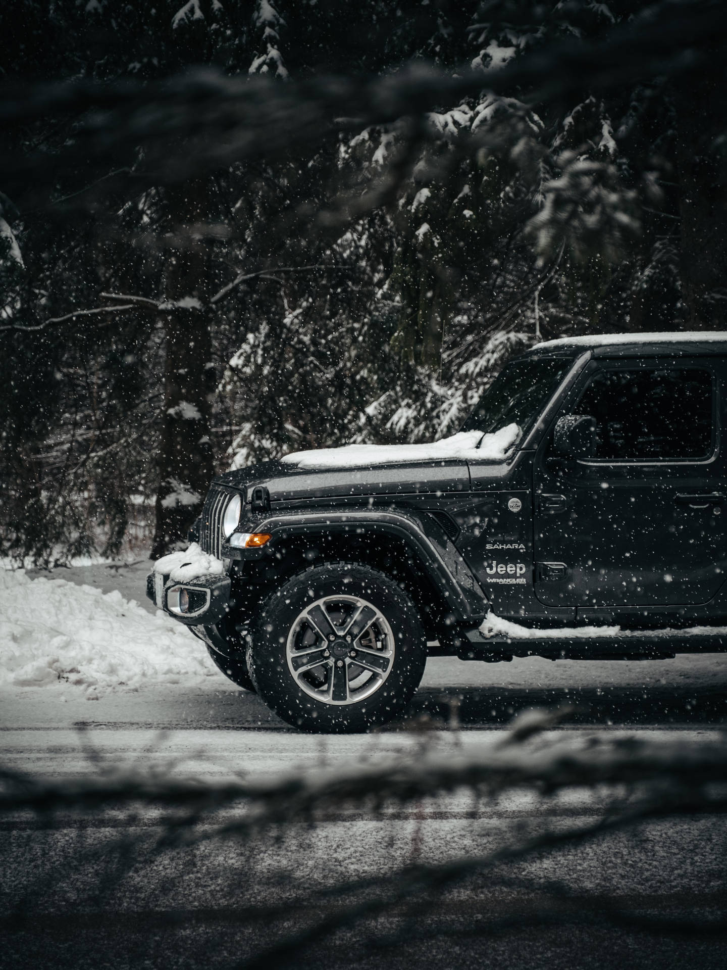 Snow Covered Black Jeep