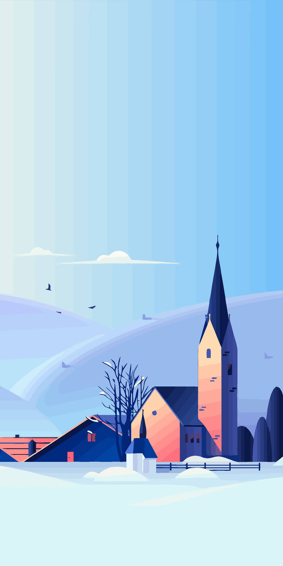 Snow-covered Church Illustration Iphone